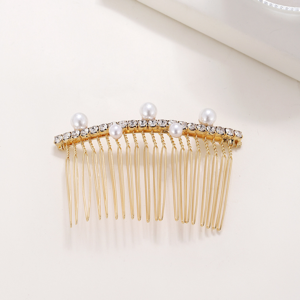 Comercio exterior nuevo peine del pelo japonés y coreano rhinestone peine enchufe nupcial updo palabra perla accesorios para el cabello tapón de pelo fábrica al por mayor