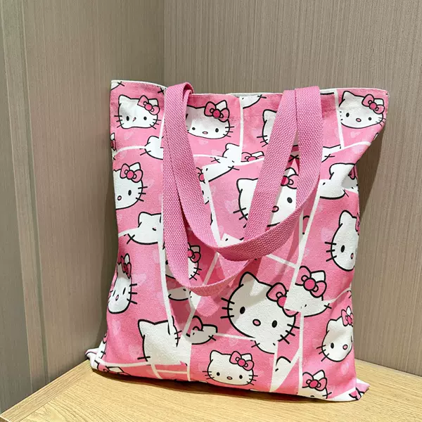 Kitty Cat 2024 New Canvas Bag Cute Hello Kitty Large Capacity Student Shoulder Bag Cartoon Handbag Women