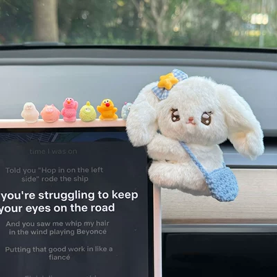 Car ornaments figure for the display screen - blue-backpack-rabbit-ornament