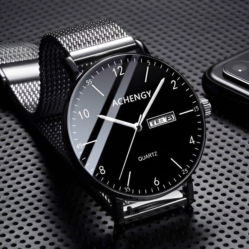 2026 Wholesale Foreign Trade Trendy Men's Watches, High Aesthetic Value, Korean Style, Versatile Calendar Watch for Middle and High School Students