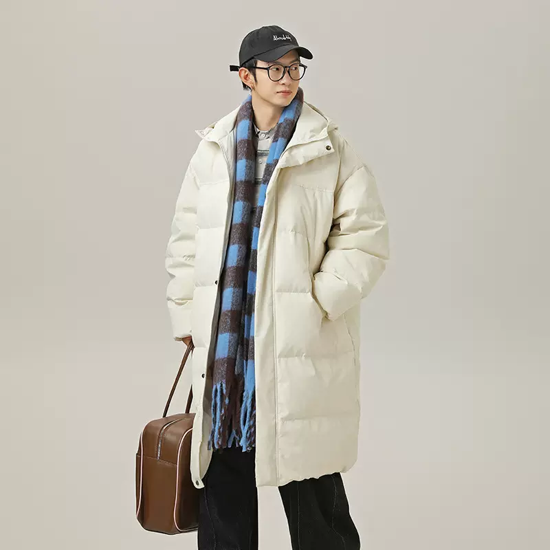 中长款棉服男冬季加厚保暖防泼水连帽棉衣潮牌过膝休闲棉袄外套q