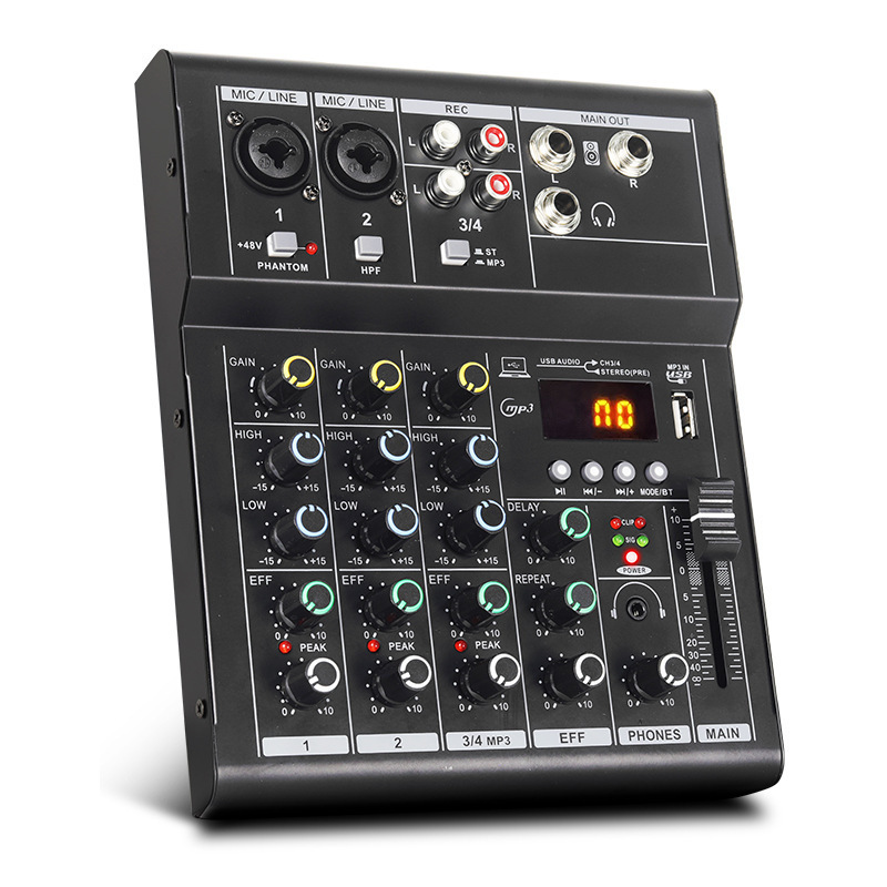 Transfronterizos 2 - 4 - 6 mezcladores profesionales pequeños Bluetooth con efecto de reverberación micrófono K-canción reunión de rendimiento de escenario