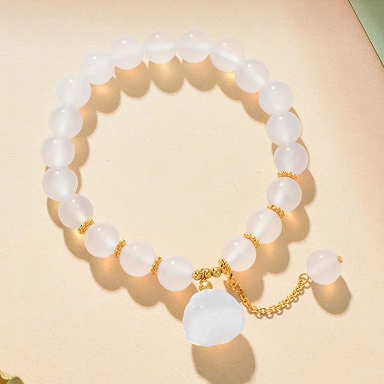 Nuevo estilo nacional pulsera de loto mujer pulsera de loto jade blanco pulsera regalo de novia joyas joyas