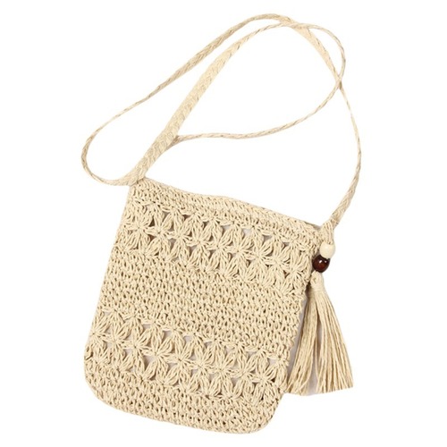 Cotton Rope Fringe Hand-tied Weaving Bag Fashion Casual Grass-woven Bag Single-shoulder Women's Bag Beach Bag Crossbody Woven Women's Bag
