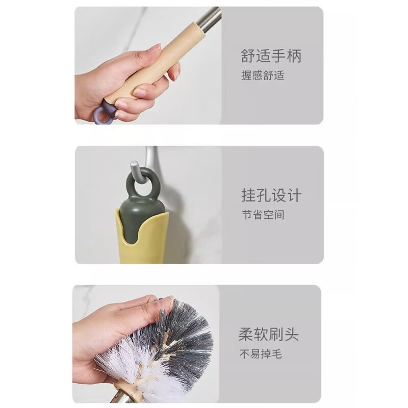 cepillo de inodoro doméstico redondo cuadrado espeso de plástico de acero inoxidable cepillo de inodoro cepillo de hendidura curva cepillo sanitario al por mayor