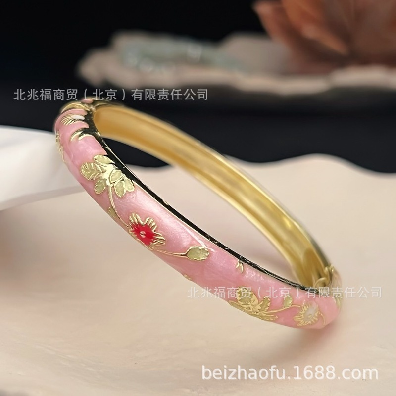 北京エナメルオイルドリップブレスレット、上質な花柄の女性用ブレスレット、紫禁城の旅行のお土産、人気のスポット|undefined