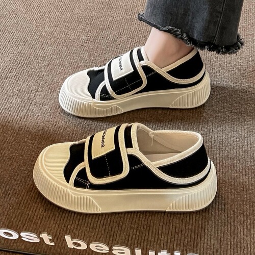 College-style Velcro Canvas Shoes for Women | New Spring/Summer Collection | Thick-Soled, Versatile Design | Slip-On Sneakers
