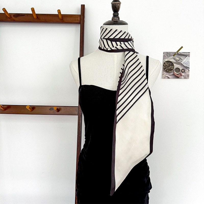 Bufanda de seda, atmósfera coreana, nuevo temperamento, cinta de esquina afilada de moda, cinturón de seda de imitación, bufanda con cuello