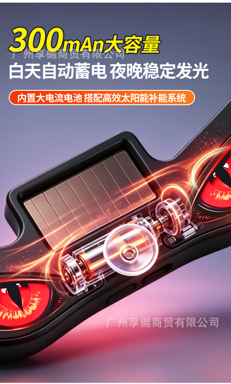 Dropshipping Solar-Powered Car Dynamic Devil Eye Led Expression Light Warning Light Truck Vehicle Eye Light