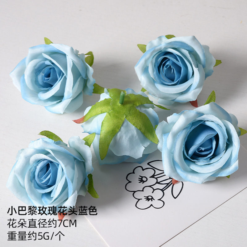 Simulación de flores azules DIY accesorios de cabeza de flores material de boda flor de flor flor flor de flor flor flor de pecho de flor de cabeza pared en el viento