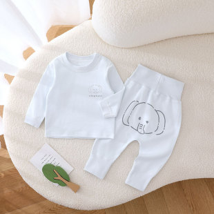 Baby Clothes Autumn Clothes Autumn Trousers Newborn High Waist Split Clothes suit Clothes Spring and Autumn Winter Pajamas Cotton Boneless
