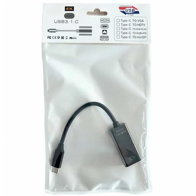 FUENTE fabricante tipo-c a HDMI cable tipo C a HDMI cable de conversión 4K carcasa de aleación de aluminio en stock