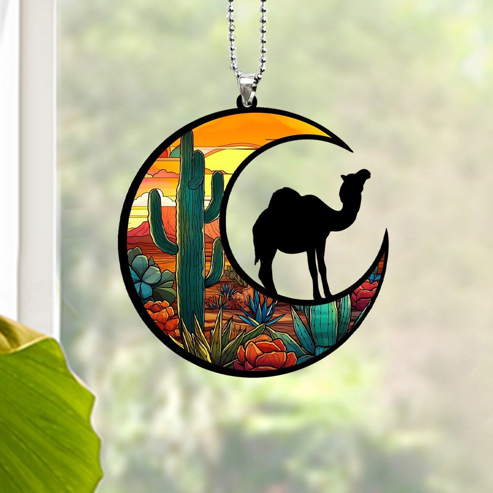 Acrílico plano luna animal coche colgante decoración