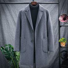 秋冬季新款男装双面羊毛呢大衣男士外套韩版中长款西装休闲风衣
