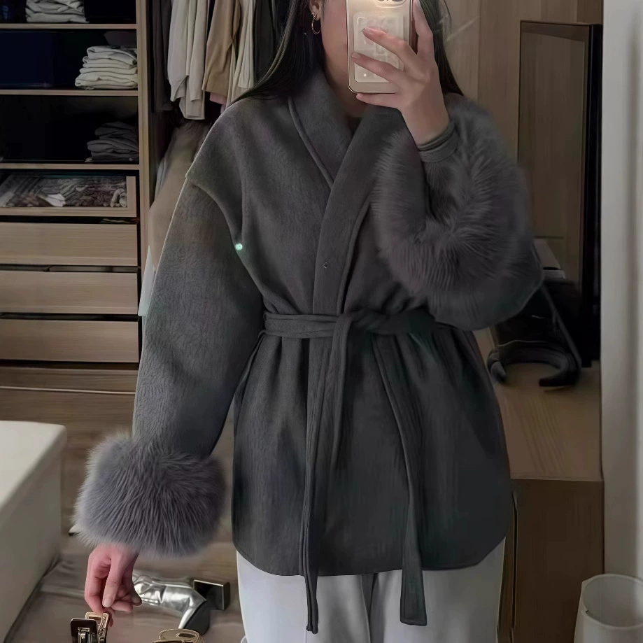 Новое осенне-зимнее пальто из шерсти от Amazon и AliExpress 2025 года: модное, повседневное, элегантное, мягкое, свободного кроя, однотонное, с лацканами.
