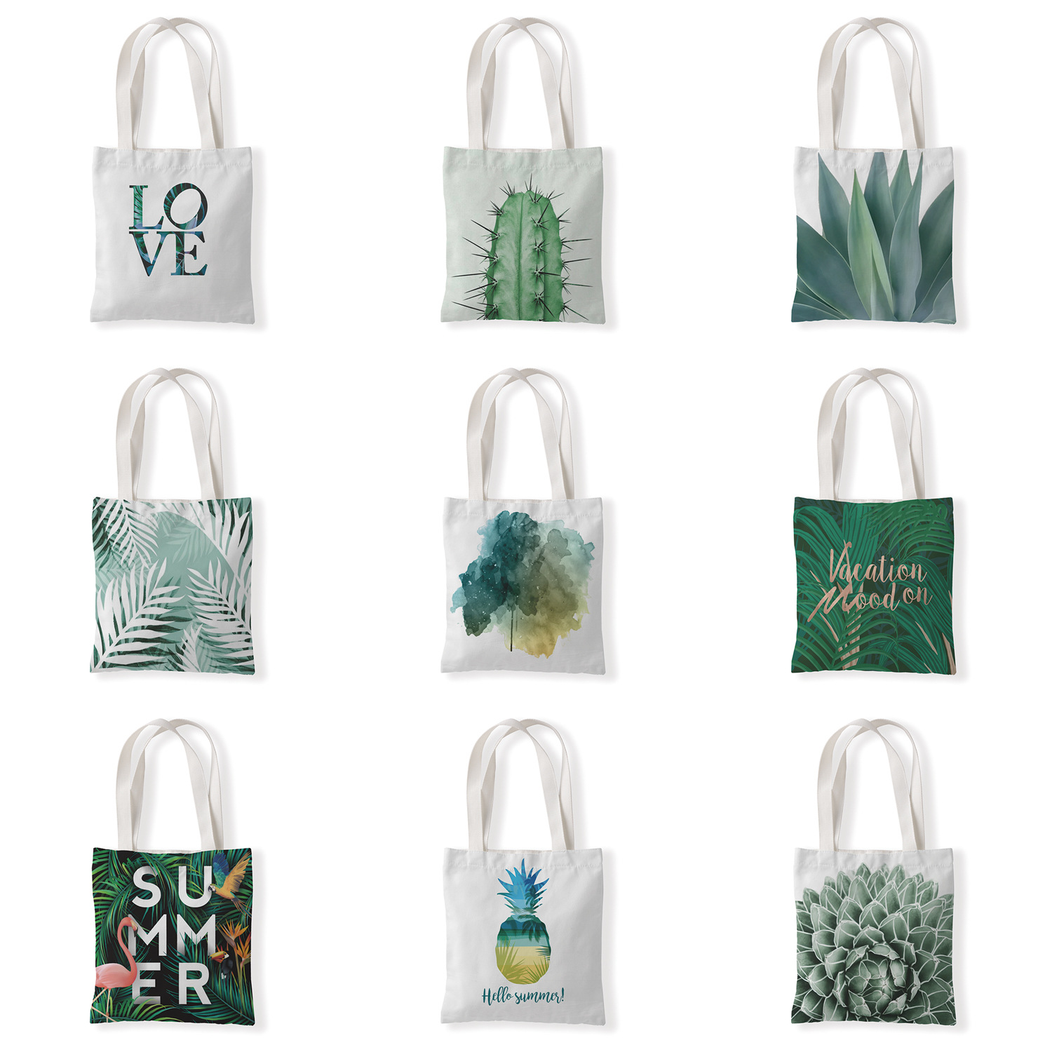 绿色植物单肩斜跨帆布包宣传包休闲零钱袋文艺手提购物礼品袋