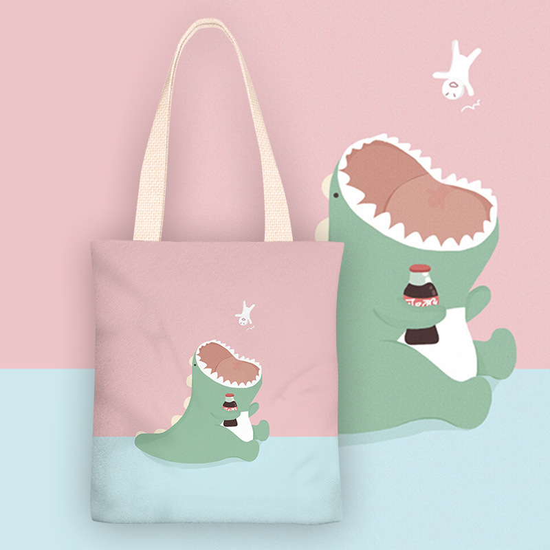 新款个性血盆大口卡通单肩帆布包手提袋购物袋大容量包包