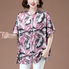 お母さんの服の夏服の洋風のシルクのシャツの女性の新型の日焼け止めのカーディガンの中で老年の婦人服の半袖の上着の薄い金