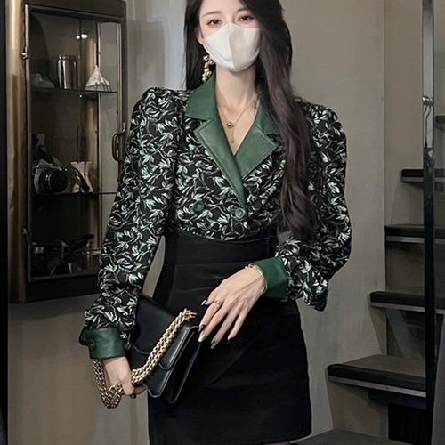 Early autumn women's clothing Yujie light mature style suit temperament long-sleeved shirt half skirt fashionable two-piece set
