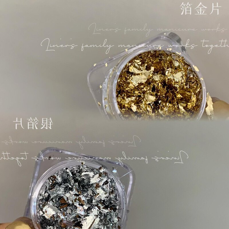 Japanese-Style Nail Art with High-Gloss Gold and Silver Foil Paper, Ultra-Thin 2026 Trendy Internet Celebrity Nail Gold Foil and Silver Foil Fragments Decoration