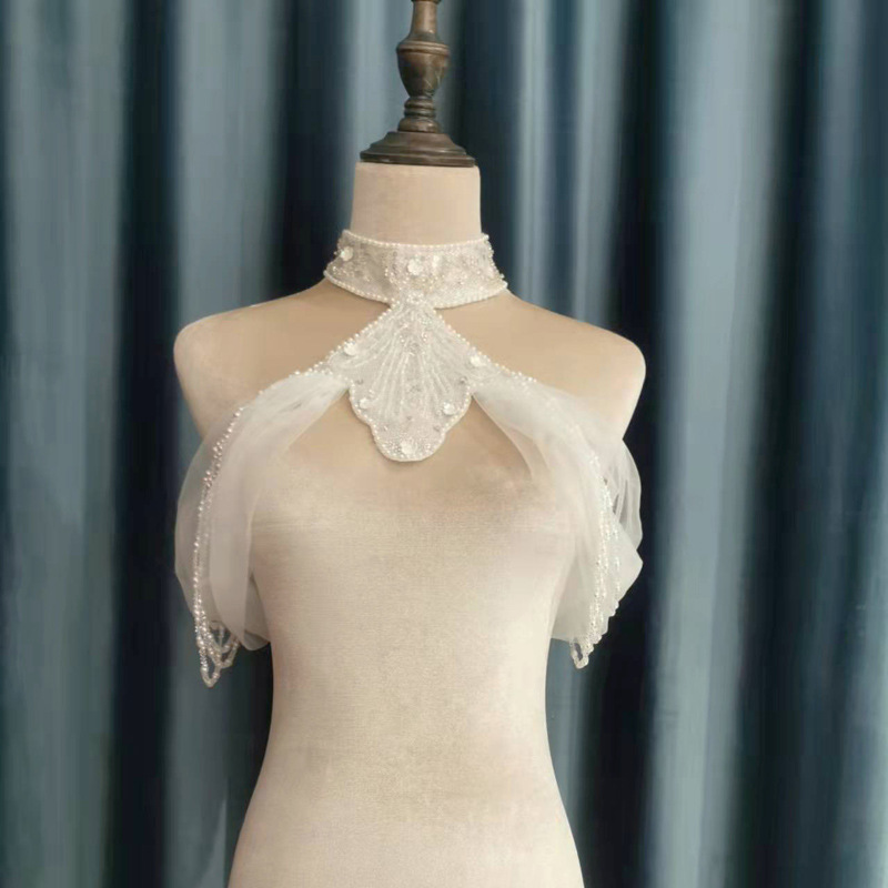 披肩2022新款结婚肩链新娘饰品肩饰珍珠链条韩式婚纱礼服肩带外搭