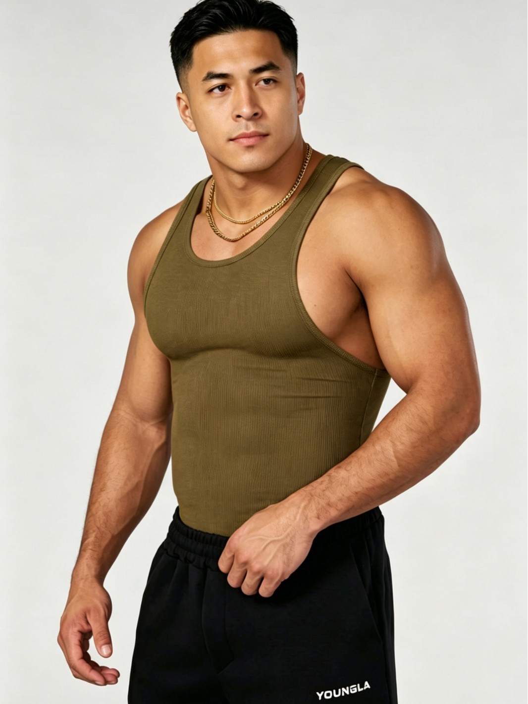Chaleco de textura peinada, chaleco grande, ropa de entrenamiento de ocio deportivo de verano para hombres, camiseta sin mangas seca a hombros