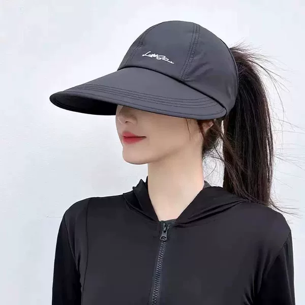 Large Brim Sun Hat, Open-Top Sun Protection Hat, Women's Outdoor Baseball Cap, Men's Quick-Dry Baseball Cap, Can Be Used for Ponytails