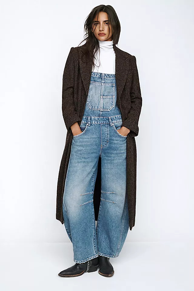 Damen Denim Latzhose Im Retro Stil Weiter Gerader Schnitt_voghion.com
