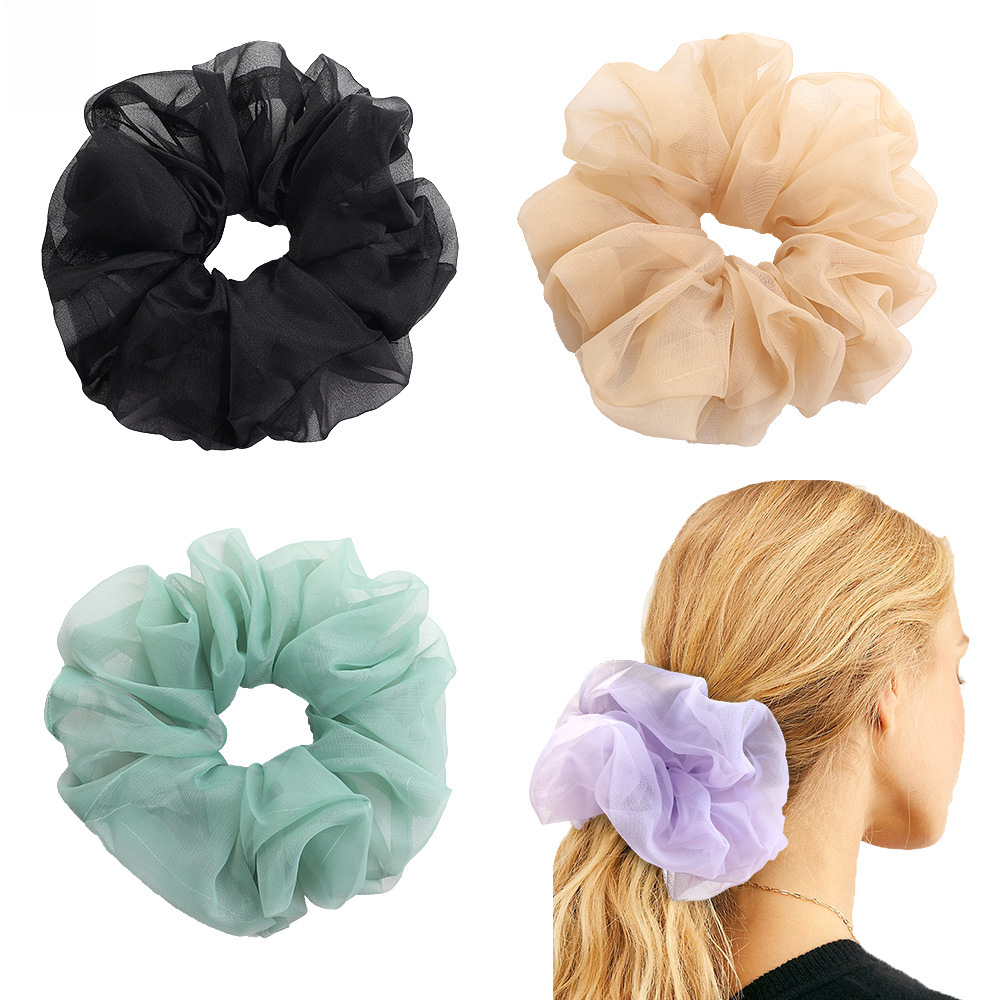 Qiyue super grande filato di seta brillante intestino crasso anello per capelli piccolo fresco corda per la testa organza cravatta per capelli anello per intestino crasso corda per capelli all'ingrosso_voghion.com