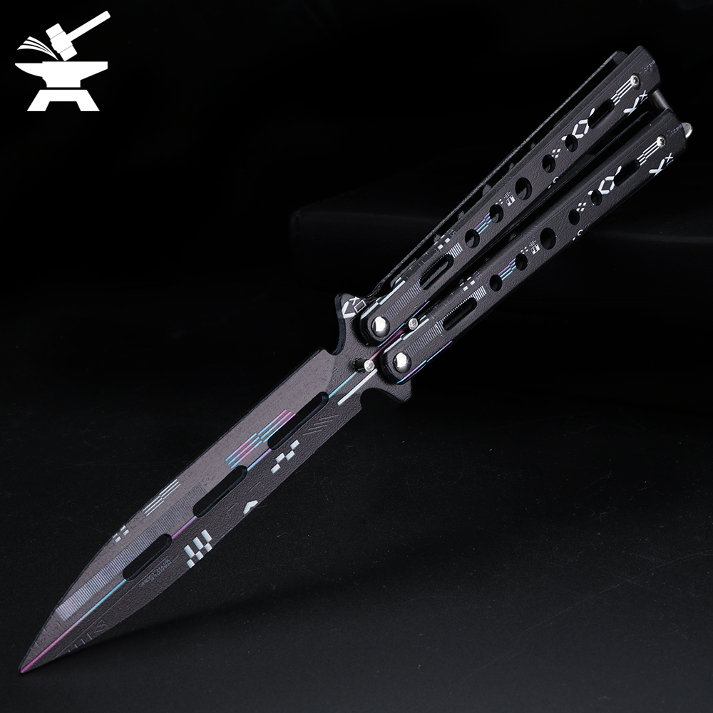 【全钢+3D打印】蝴蝶折叠刀甩刀初学者练习刀入门级训练刀未开刃