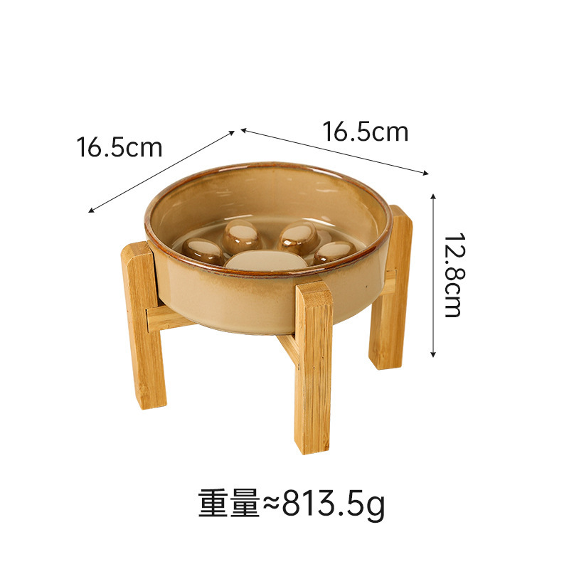日式窑变陶瓷宠物猫碗盆狗碗饮水碗双碗保护颈椎慢食碗防噎防打翻|undefined