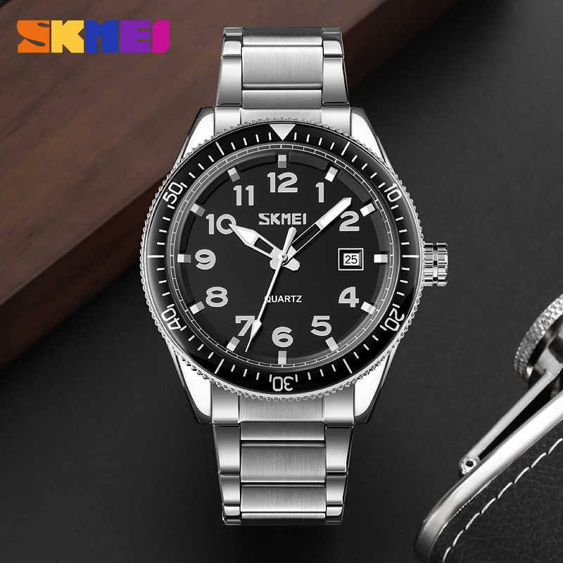 Momento de relojes de cuarzo para hombres ocio reloj de acero de negocios impermeable calendario único reloj fuente de fábrica al por mayor en stock