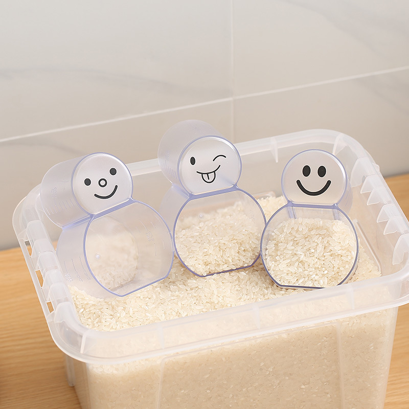 Escala taza de medición pequeño muñeco de nieve cuchara de lavado de arroz Escala de plástico multifuncional taza de medición hogar cuchara de medición