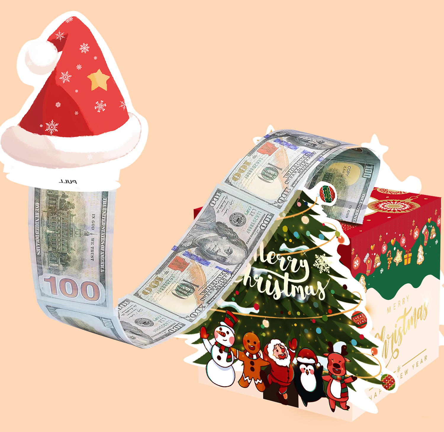 现货圣诞抽钱盒32;12*12*12