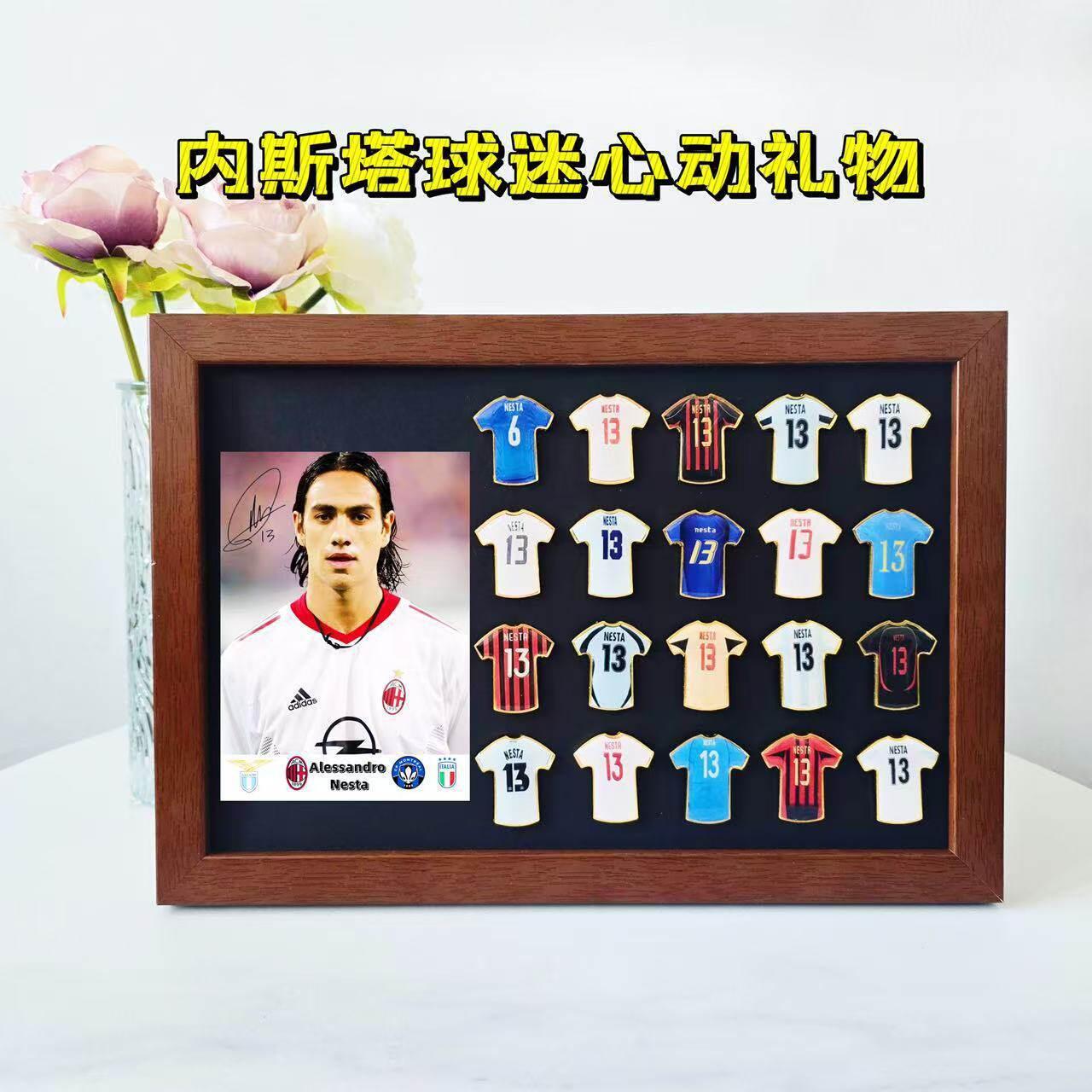 Messi Ronaldo camiseta insignia marco de madera sólida recuerdos de fútbol hechos a mano alrededor del cumpleaños del novio Regalo del festival de Qixi image 47