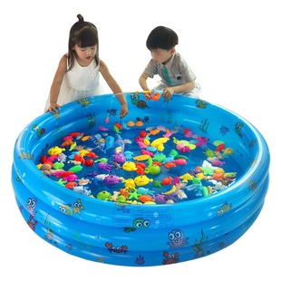Double shellfish induction fish children's luminous fishing toys men's and women's educational baby hook fish magnetic pool set rod 136 years old