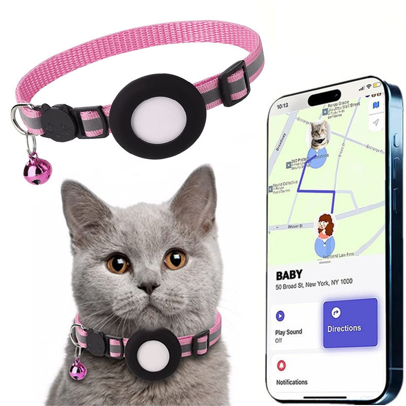 엄선된 분실방지 고양이 목걸이, 애플 에어태그 트래커용 고양이 목걸이 액세서리, 실리콘 케이스, 애완동물 위치 추적