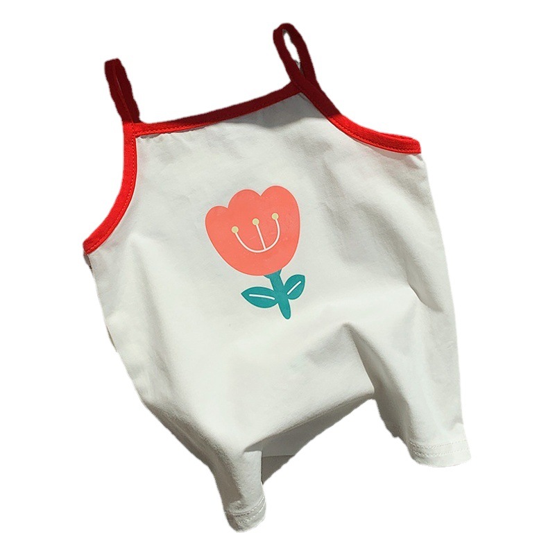 Camisola de algodón para niñas verano estilo coreano Delgado medio y pequeño Chaleco de algodón elástico para niños ropa interior de color de contraste coreano