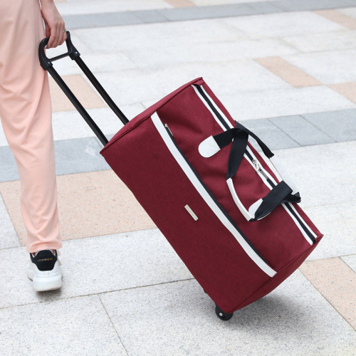 Travel bag trolley bag short-distance lightweight waterproof handbag solid color Oxford cloth large capacity luggage bag with printed logo
