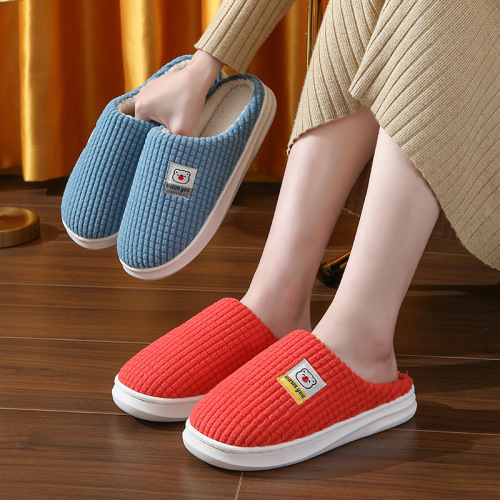  New Cotton Slippers for Men Winter Home Indoor Non-Slip Thick-soled Warm Floor Slippers Couple Slippers for Women
