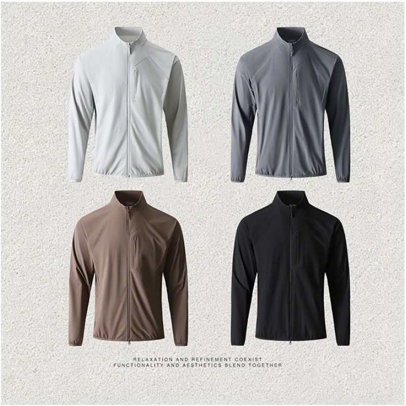 Spring and summer high-end lightweight stretchy breathable sun-protective 3D tailored stand-up collar jacket