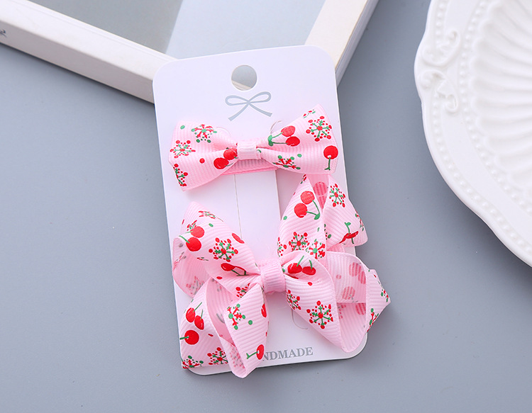 20g Weight Hair Clip Hair Accessories Type Yes Quantity Daily, Street Occasion Cherry, Strawberry, Bow Knot Pattern Girl'S Gender Sweet Style Girl's Sweet Cherry Strawberry Bow Knot Cloth Hair Clip 7