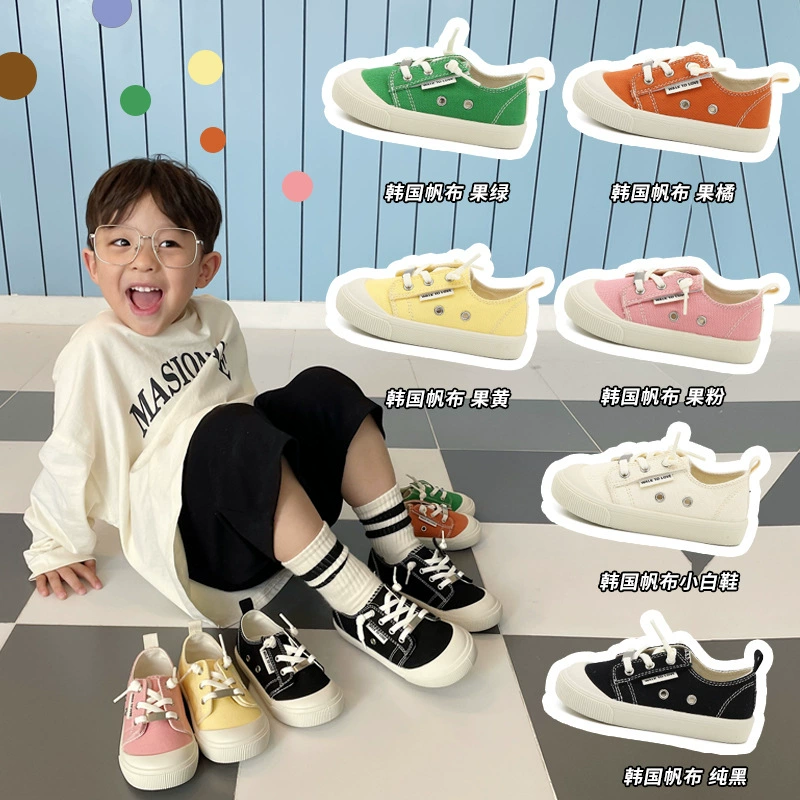 Осень 2023 новая детская парусиновая обувь Корейская версия домашней обуви для детского сада на крючках и петлях детская обувь поколение волос