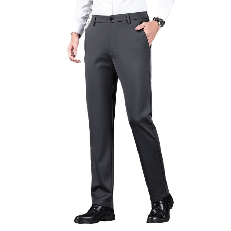 Pantalones anti-arrugas de alta calidad, pantalones de moda para hombres, nuevos pantalones rectos sueltos, pantalones casuales negros de negocios image 5