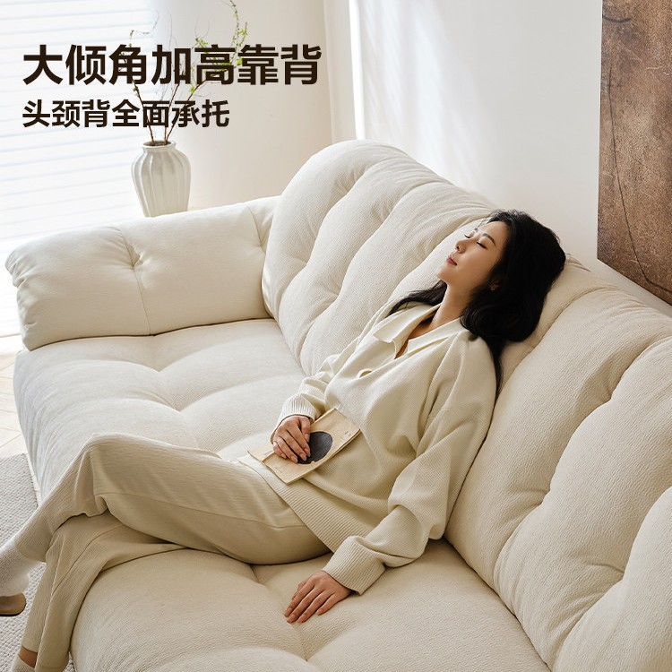 Foshan muebles sofá de tela de viento crema sala de estar 2026 nuevo simple línea recta nubes sofá de nubes desmontable