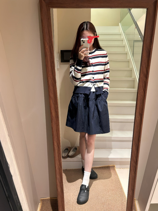 条纹针织开衫毛衣女2025秋季新款撞色别致韩系小个子短款外套上衣|undefined