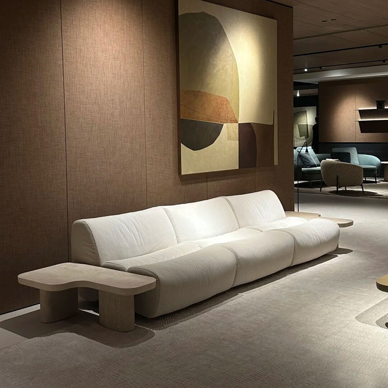 Italian Bamboo Sofa Design, Elegant Modular Combination Curved Sofa, Hotel B&B Small Apartment Horizontal Hall Reception