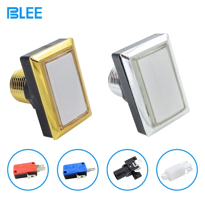 Rectangular game console, button with light, tubing, equipment, gold and silver, 33×50mm