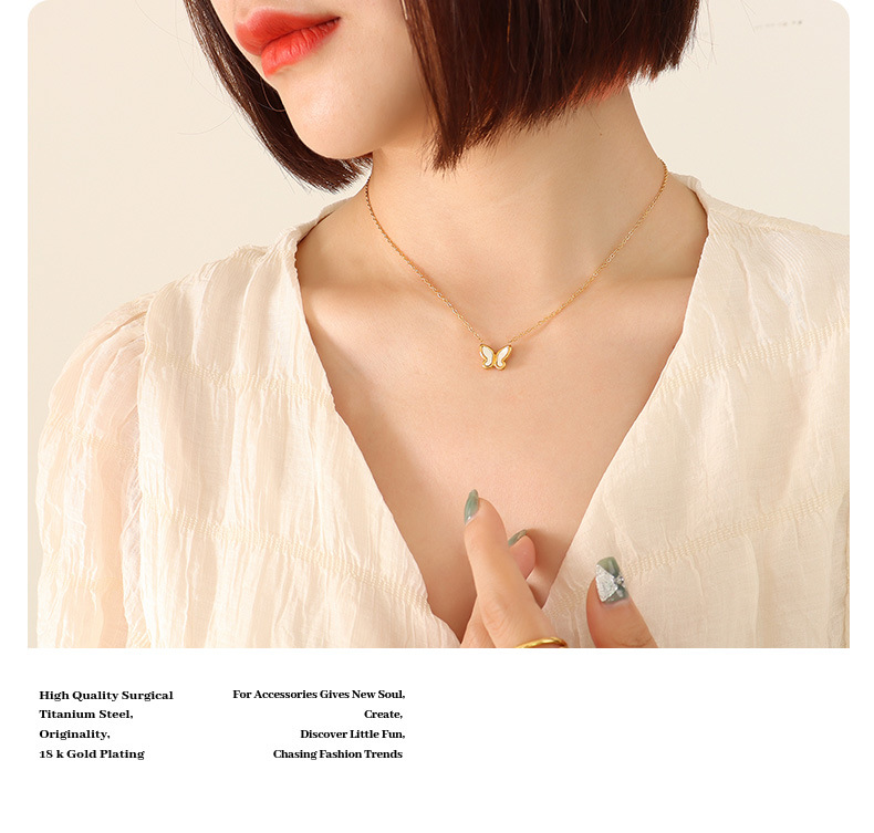 Set de bijuterii pentru colier și cercei cu model fluture și scoici albe, stil japonez și coreean, proaspăt, dulce, personalizat, versatil_voghion.com