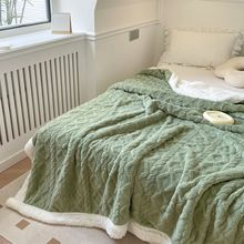 珊瑚绒毯子提花牛奶绒毛毯羊羔风午睡毯床上盖毯沙发毯空调毯代发